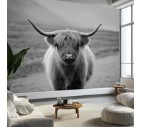 Papier Peint Panoramique Photographie Naturelle Peinte Murale, Animaux Bovins des Highlands Intissé Murale, 300 x 210 cm (L x H) Photo Fresque pour Salon Chambre d'enfants Restaurant Décoration