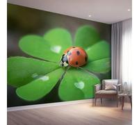 Papier Peint Panoramique photographie Papier Peint Intissé Rouge insectes trèfle Poster Decoration Murale Chambre Cuisine Salon Chambre D'Enfant, 400 x 280 cm