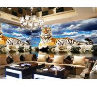 Papier Peint Panoramique Photographie Tigre Stone Papier Peint 3D Tapisserie Murale Décoration Chambre Salon -songqians-14960-200cmx140cm
