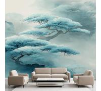 Papier Peint Panoramique Pin Paysage Chinois, Peinture À L'Encre Montagne Decoration Stickers Muraux, Nature Artistique Vinyle Murale Poster pour Chambre Salon Cuisine Adhesif Meuble 200 x 140 cm
