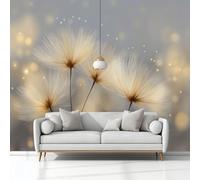 Papier Peint Panoramique Pissenlits Rêveurs Et Lumineux Gris, 3D Papier Peint Intissé 200x140 cm Photo Poster Grand Mural Pour Salon Chambre Enfant Chambre Décoration Murale