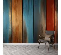 Papier peint panoramique Planche de Bois Texture Rayures, papier peint Shabby Chic amovible - fresque murale facile à poser - décoration murale pour salon chambre enfant, 400 x 280 cm (L x H)