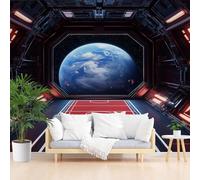 Papier Peint Panoramique Planète Capsule Spatiale Galactique 250x175cm(L x H) - Revêtement Mural Décoration pour Chambre Salon Cuisine - Design Unique et Moderne - Galaxie Futuriste
