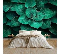 Papier Peint Panoramique Plante D'Hortensia Poster Geant Mural 300x210 cm, pour Salon Chambre Chambre D'enfants Restaurant Décoration Murale, Vert Émeraude