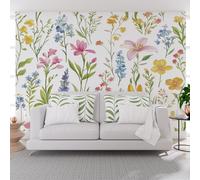 Papier Peint Panoramique Plantes des Fleurs de Lys 365x254cm(L x H) Tapisserie Murale Panorama Papier Peint Fleurs Naturel pour Salon, Adulte Chambre d'enfants, Restaurant Décoration