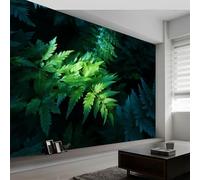 Papier peint panoramique plantes feuilles de fougère texture, papier peint photographie artistique amovible - fresque murale facile à poser - décoration murale pour salon chambre enfant, 300 x 210 cm