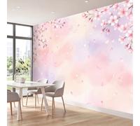 Papier Peint Panoramique Plantes Fleurs Feuilles Mortes | XXL Poster Intissé Papier Peint imprimé Aquarelle Féerique Décor Poster Mural pour Salon Chambre Bureau, 350 x 256 cm