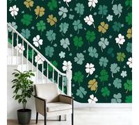 Papier Peint Panoramique Plantes Trèfle Festival Vert Foncé, Poster Geant Mural, Personnalisé 3D, pour Salon Chambre d'enfants restaurant Décoration Murale 400 x 280 cm