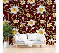 Papier Peint Panoramique Plantes une Vigne de Jonquille Papier Peint Intissé Poster Mural xxl Fleurs Plantes Vintage Poster Geant Mural pour Salon Chambre Décoration Murale 250x175cm(L x H)