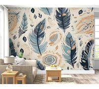 Papier Peint Panoramique Plume Bohème 3D - Motif Attrape-Rêves Bohème - Décoration Murale pour Salon & Chambre, Intissé Autocollant Papier Mural, 250x175 cm F-23
