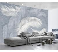 Papier Peint Panoramique Plumes Rayées Blanches Papier Peint 3D Tapisserie Murale Décoration Chambre Salon -songqians-17915-350cmx250cm