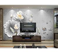 Papier Peint Panoramique Poisson Lotus Vintage 250x175cm Papier Peint 3D Intissé Tapisserie Poster Chambre Salon Decoration Murale -MIWEI Wallpaper-ZXY-27012