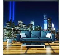 Papier Peint Panoramique Pont de Brooklyn 300x210 cm Papier Peint Intissé 3D New York Muraux Tapisserie Photo Décoration Murale Poster Mural XXL pour Chambre Salon 1917-ABC