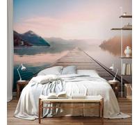 Papier Peint Panoramique Pont en Bois 300x210 cm Papier Peint Intissé 3D Paysage Naturel Muraux Tapisserie Photo Décoration Murale Poster Mural XXL pour Chambre Salon 893-ABP