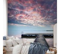 Papier Peint Panoramique Pont en Bois 350x256 cm Papier Peint Intissé 3D Paysage Naturel Muraux Tapisserie Photo Décoration Murale Poster Mural XXL pour Chambre Salon 1574-ABP