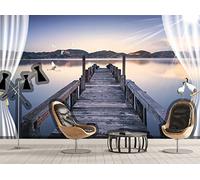 Papier Peint Panoramique Pont En Bois De La Marina De La Mer Papier Peint 3D Tapisserie Murale Décoration Chambre Salon -songqians-17441-400cmx280cm