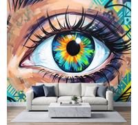 Papier Peint Panoramique Pop Art Moderne 300x210 cm | Tapisserie Murales Papier Peint Intissé Art Graffiti Yeux pour Salon Chambre Couloir Fond TV Décoration Murale