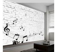 Papier Peint Panoramique Portée De Notes De Musique Simples, 350 x 256 cm (WxH) Poster Mural, Notes De Musique Peinture Murale pour Salon Chambre Chambre d'enfants Restaurant Décoration Murale
