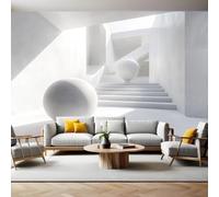 Papier Peint Panoramique Poster Géant Architecture de l'espace intérieur200 x 140 cm Blanc 3D Tapisserie Photo Intissée Fresque Salon Chambre Fond TV
