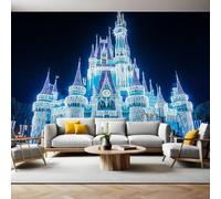 Papier Peint Panoramique Poster Géant Château du bâtiment orange 250 x 175 cm bleu foncé 3D Tapisserie Photo Intissée Fresque Salon Chambre Fond TV