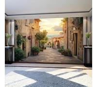 Papier Peint Panoramique Poster Géant Chemins de campagne et de petites villes200 x 140 cm Anciens Villages 3D Tapisserie Photo Intissée Fresque Salon Chambre Fond TV
