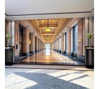 Papier Peint Panoramique Poster Géant lustre du couloir du palais200 x 140 cm Or 3D Tapisserie Photo Intissée Fresque Salon Chambre Fond TV