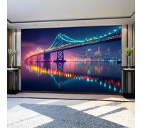 Papier Peint Panoramique Poster Géant Mural Pont de la baie de San Francisco 350 x 256 cm Horizon De La Ville 3D Tapisserie Photo Intissée Fresque Salon Chambre Fond TV