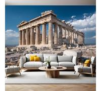 Papier Peint Panoramique Poster Géant Temples de la Grèce antique200 x 140 cm bleu 3D Tapisserie Photo Intissée Fresque Salon Chambre Fond TV