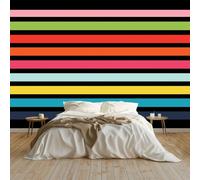 Papier peint Panoramique pour Enfant 150 x 105 cm - Photo Murale Rayures colorées minimalisme - Revêtement Mural Décoratif - Décoration pour Salon Chambre Cuisine Salle de Bain Ado
