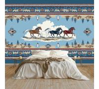 Papier peint Panoramique pour Enfant 300 x 210 cm - Photo Murale Amérindiens - Revêtement Mural Décoratif - Décoration pour Salon Chambre Cuisine Salle de Bain Ado