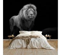 Papier peint Panoramique pour Enfant 350 x 256 cm Noir - Photo Murale Animal Lion - Revêtement Mural Décoratif - Décoration pour Salon Chambre Cuisine Salle de Bain Ado