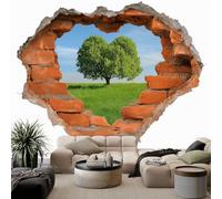 Papier peint Panoramique pour Enfant 350 x 256 cm - Photo Murale Pelouse verte Briques rouges 3D - Revêtement Mural Décoratif - Décoration pour Salon, Chambre, Cuisine, Salle de Bain, Ado