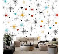 Papier peint Panoramique pour Enfant 350 x 256 cm - Photo Murale Points colorés rétro du milieu du siècle - Revêtement Mural Décoratif - Décoration pour Salon, Chambre, Cuisine, Salle de Bain, Ado