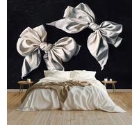 Papier peint Panoramique pour Enfant 400 x 280 cm Noir - Photo Murale Nœud style mignon - Revêtement Mural Décoratif - Décoration pour Salon Chambre Cuisine Salle de Bain Ado