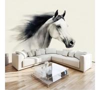 Papier peint Panoramique pour Enfant 400 x 280 cm - Photo Murale Cheval Aquarelle - Revêtement Mural Décoratif - Décoration pour Salon Chambre Cuisine Salle de Bain Ado