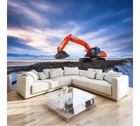 Papier peint Panoramique pour Enfant 400 x 280 cm - Photo Murale Pelle orange Scène hivernale - Revêtement Mural Décoratif - Décoration pour Salon Chambre Cuisine Salle de Bain Ado