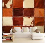 Papier Peint Panoramique Puzzle en fourrure brune 250x175 cm Papier Peint Poster Mural 3D, Tapisserie Photo Peinture Murale Intissé Fresque pour Salon Chambre Toile Fond TV