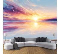 Papier Peint Panoramique Reflet Abstrait Du Coucher De Soleil, Papier Peint Soie Style De Peinture À L'Huile Rétro, Grande Mural Pour Chambre D'enfant Chambre Décor Violet Poster Mural 150x105cm