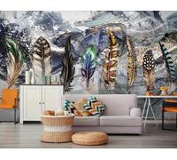 Papier Peint Panoramique Résumé Des Plumes 450x300cm Papier Peint 3D Intissé Tapisserie Poster Chambre Salon Decoration Murale -MIWEI Wallpaper-ZXY-40005
