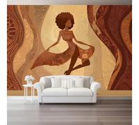 Papier Peint Panoramique Rétro Effet 3D Papier Peint Intissé Brun Danseuse Texture Décoration Murale Salon Chambre 400 X 280 Cm