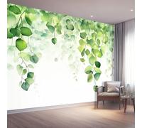 Papier Peint Panoramique Rêve Aquarelle Feuilles - 350 x 256 cm Poster Geant Murales 3D Décoration pour Salon Chambre Étude, Usine Thème Papier Peint intissé Mural