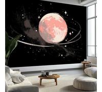 Papier Peint Panoramique Rêve Minimalisme Lune Étoiles Papier Peint Intissé, Noir Décoration Tapisserie Poster Mural pour Salon Chambre D'Enfant Murale 400 x 280 CM