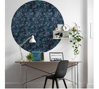 papier peint panoramique rond adhésif feuilles bleu foncé - Ø 125 cm - 611772
