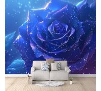 Papier Peint Panoramique Rose Fleur Bleu Motifs Imprimés 3D Papier Peint Photo Plante 400x280 cm Mural Matériau Tissu Non Facile à installer Propre pour Intérieur Moderne Salle à Manger Poster
