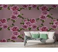 Papier Peint Panoramique Rose Géométrique - Papier Peint Intissé Autocollant - Floral Bouquet Décoration Murale - Adhésif Mural pour Salon Chambre, 400x280 cm - M-931