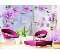 Papier Peint Panoramique Rose Violette Carrés Minimaliste 200x140cm Papier Peint 3D Intissé Tapisserie Poster Chambre Salon Decoration Murale -MIWEI Wallpaper-ZXY-05222