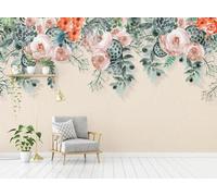 Papier Peint Panoramique Roses Fleurs Fleurs Vigne 300x210cm Papier Peint 3D Intissé Tapisserie Poster Chambre Salon Decoration Murale -MIWEI Wallpaper-ZXY-38425