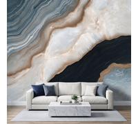 Papier Peint Panoramique Rubans Fluides Fil Doré 400x280 cm | Tapisserie Murales Papier Peint Intissé Marbre Abstrait pour Salon Chambre Couloir Fond TV Décoration Murale