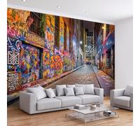 Papier Peint Panoramique Rue de la Ville Mur de Briques Graffiti, Affiche Murale Art Abstrait 250L x 175H cm, Papier Peint Mural 3D pour Salon Chambre d'enfants Décoration Murale de Restaurant