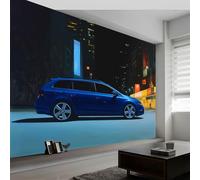 Papier peint panoramique rue lumière voiture photographie, photo mural moderne 450L x 280H cm - Papier peint décoration de maison paysage urbain pour salon chambre, chambre des enfants bureau
